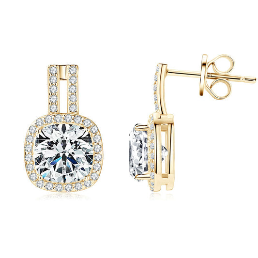 S925 Sterling Silver 2 Carat Moissanite Earrings - Crystal Design