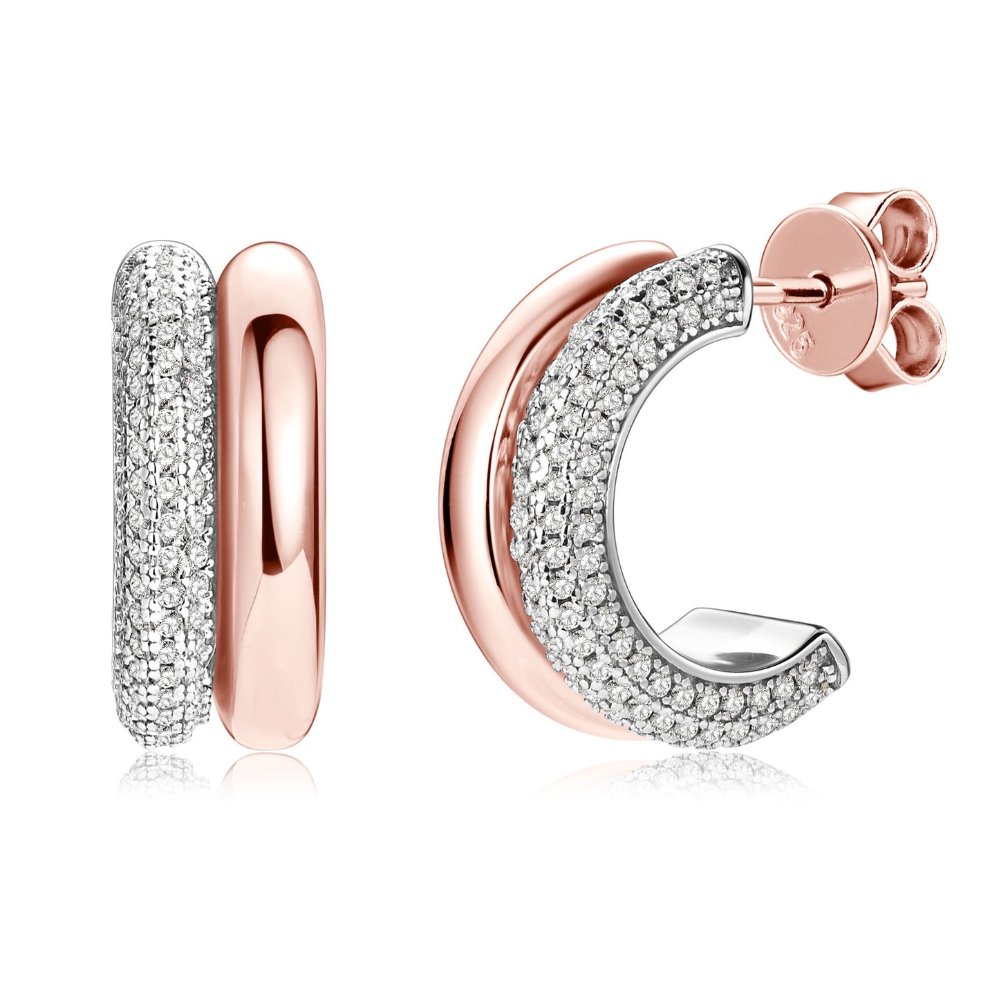 S925 Sterling Silver C-Shaped Moissanite Stud Earrings - French Luxury Style