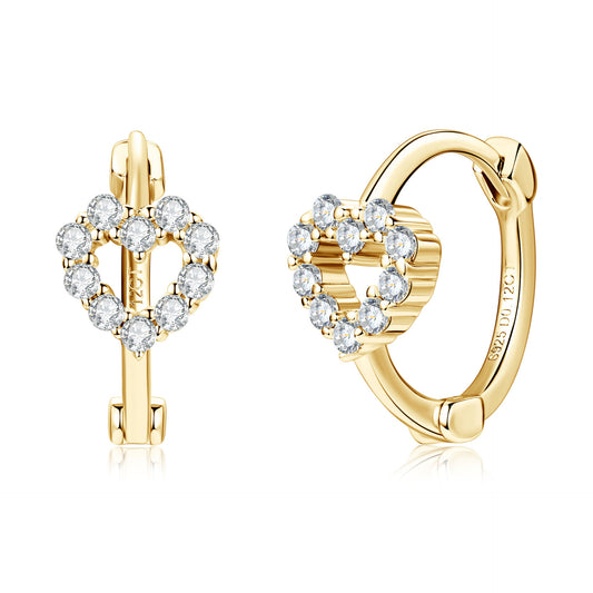 Moissanite Heart Stud Earrings - S925 Sterling Silver Love Earrings for Women