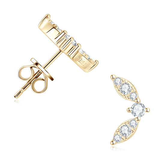 Butterfly Stud Earrings - Sterling Silver with Moissanite for Women