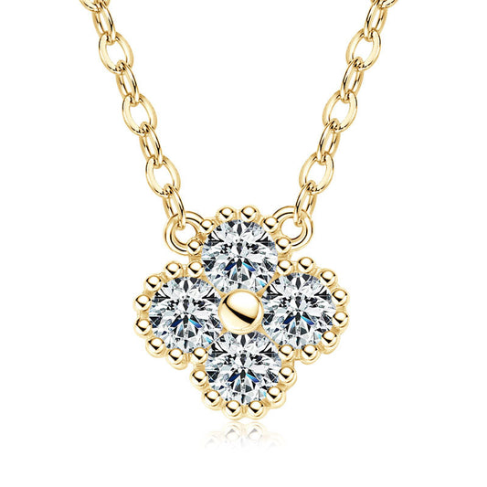 Classic Four-Leaf Clover Moissanite Necklace - S925 Sterling Silver Choker Chain