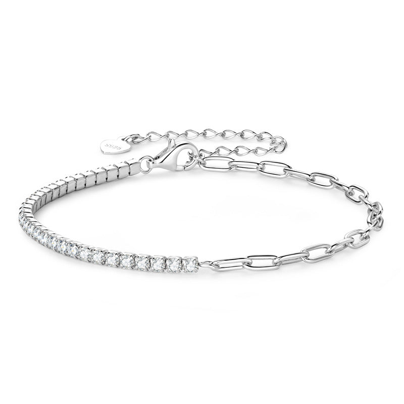 S925 Sterling Silver Moissanite Tennis Bracelet - Classic Luxury Chain
