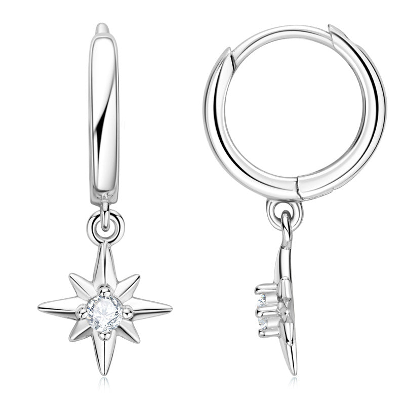 S925 Sterling Silver 18K Gold Plated Hexagram Gypsy Earrings - Bohemian Style