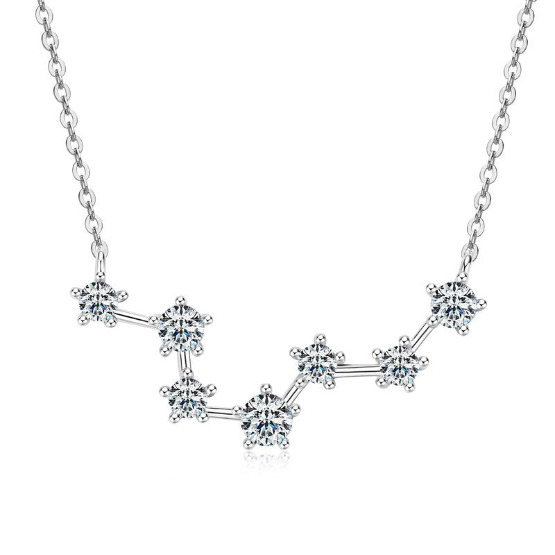 Seven Star Moissanite Pendant Necklace - 925 Sterling Silver Constellation Design for Women
