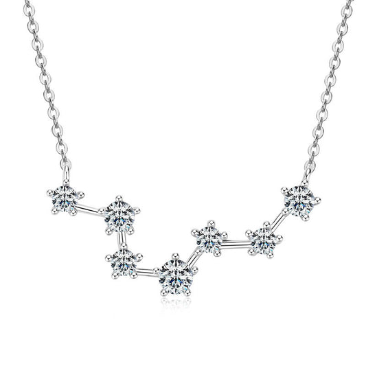 Seven Star Moissanite Pendant Necklace - 925 Sterling Silver Constellation Design for Women
