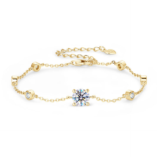 S925 Sterling Silver D Color Moissanite Star Bracelet - Premium Four-Prong Setting