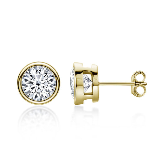 S925 Sterling Silver Moissanite Stud Earrings - Round Cut Diamond Alternative