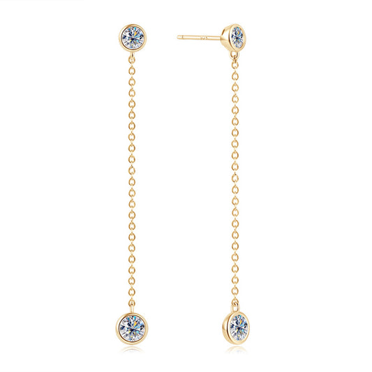 D-Color Moissanite Fringe Earrings - S925 Sterling Silver 18K Gold Plated
