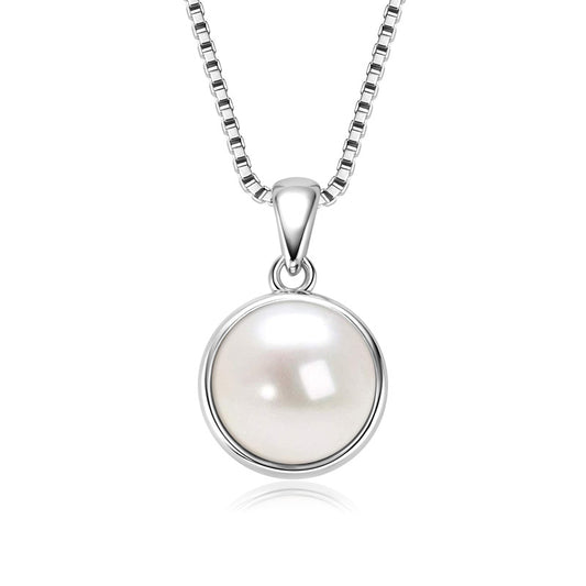 Natural Freshwater Pearl Bubble Pendant Necklace - Sterling Silver Chain