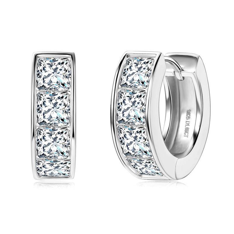Square Moissanite Hip-Hop Earrings - S925 Sterling Silver High-End Unisex Earrings