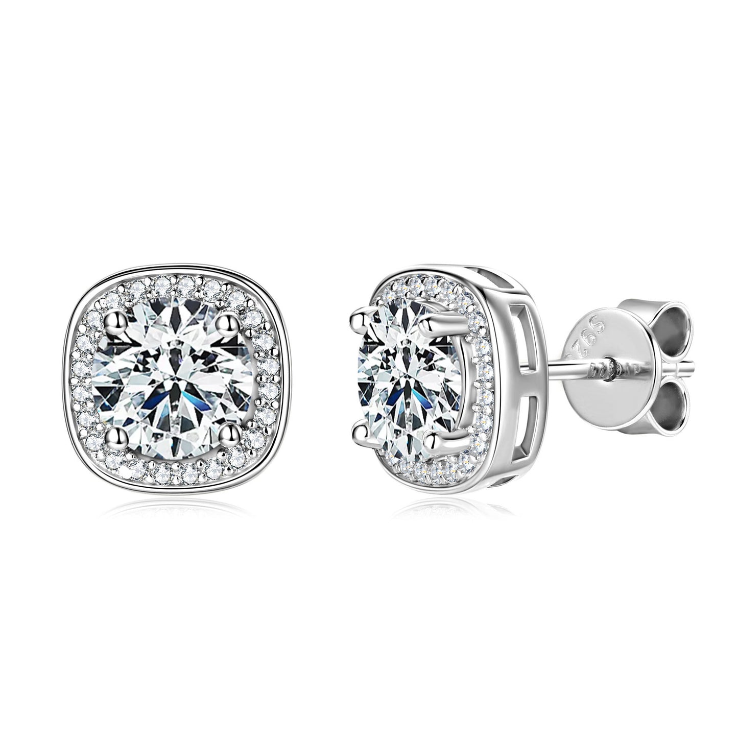 S925 Sterling Silver 1 Carat Moissanite Stud Earrings - Classic Four-Prong Setting