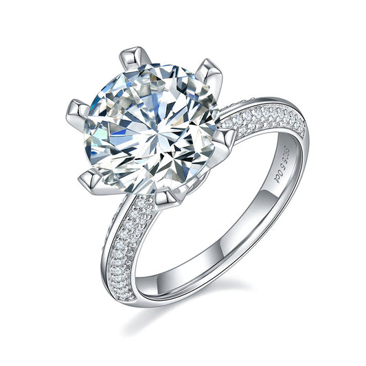 5 Carat D Color Moissanite Ring - 925 Sterling Silver with 18K Gold Plating