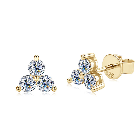 S925 Sterling Silver Four Leaf Clover Moissanite Stud Earrings - Luxury Design