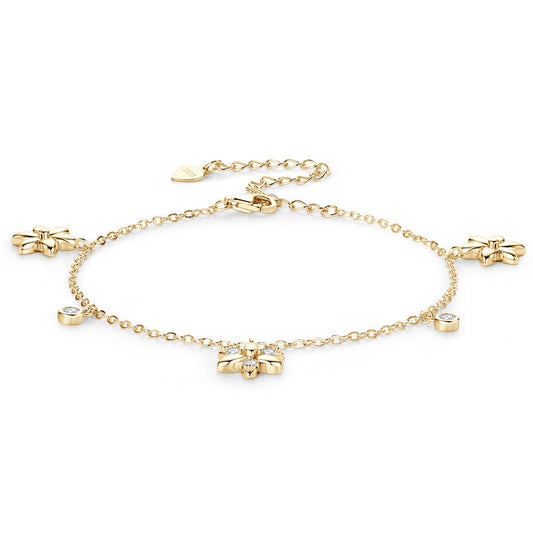 Flower Bracelet - Sterling Silver with Moissanite for Women
