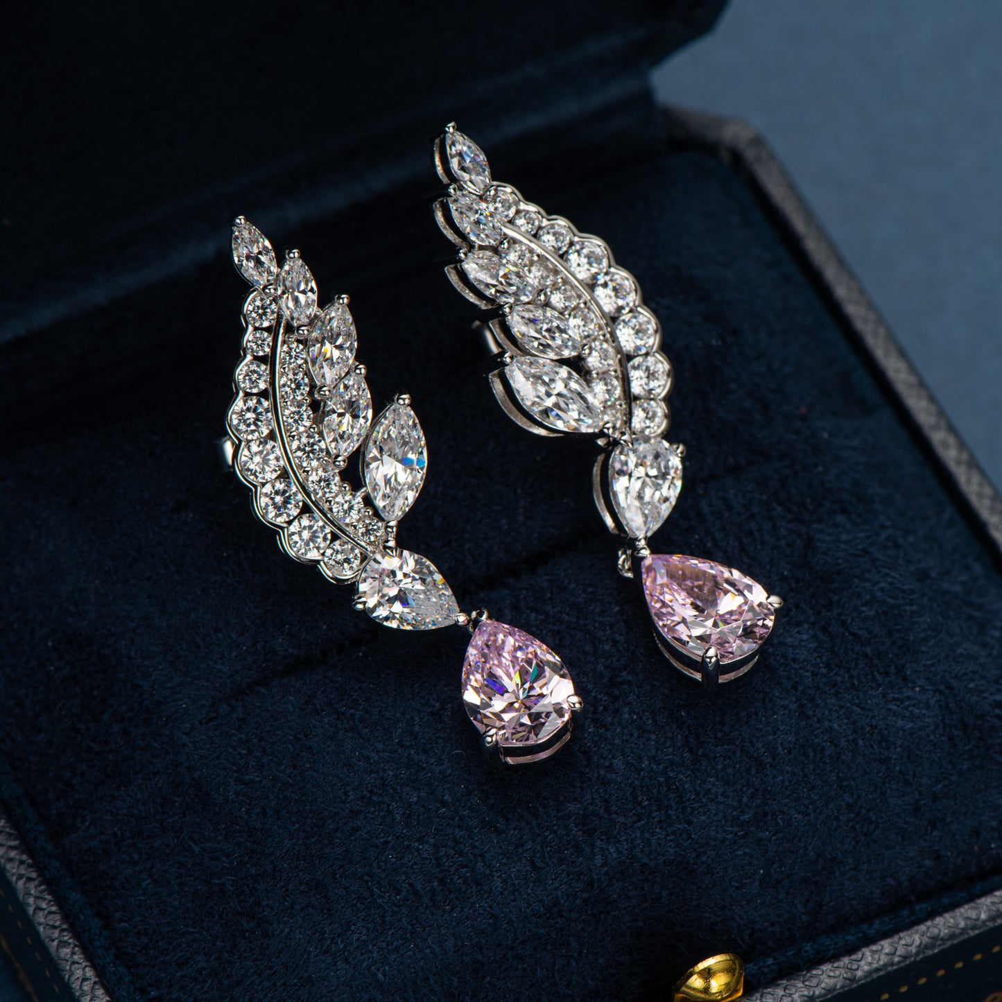 Pink Gem Stud Earrings - Fairy Style Crystal Jewelry for Women