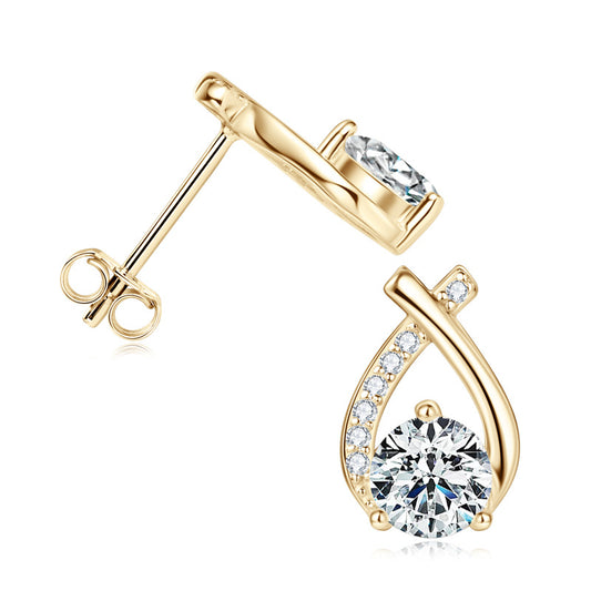 S925 Sterling Silver X-Shaped Moissanite Earrings - Luxury Fishtail Design
