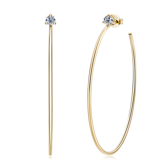 S925 Sterling Silver Statement Moissanite Earrings - Bold Tarnish-Free Design