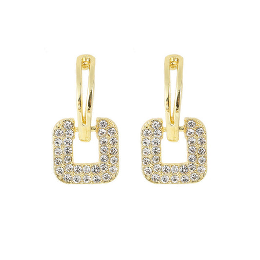 S925 Sterling Silver Square Stud Earrings - Moissanite Diamond Geometric Earrings