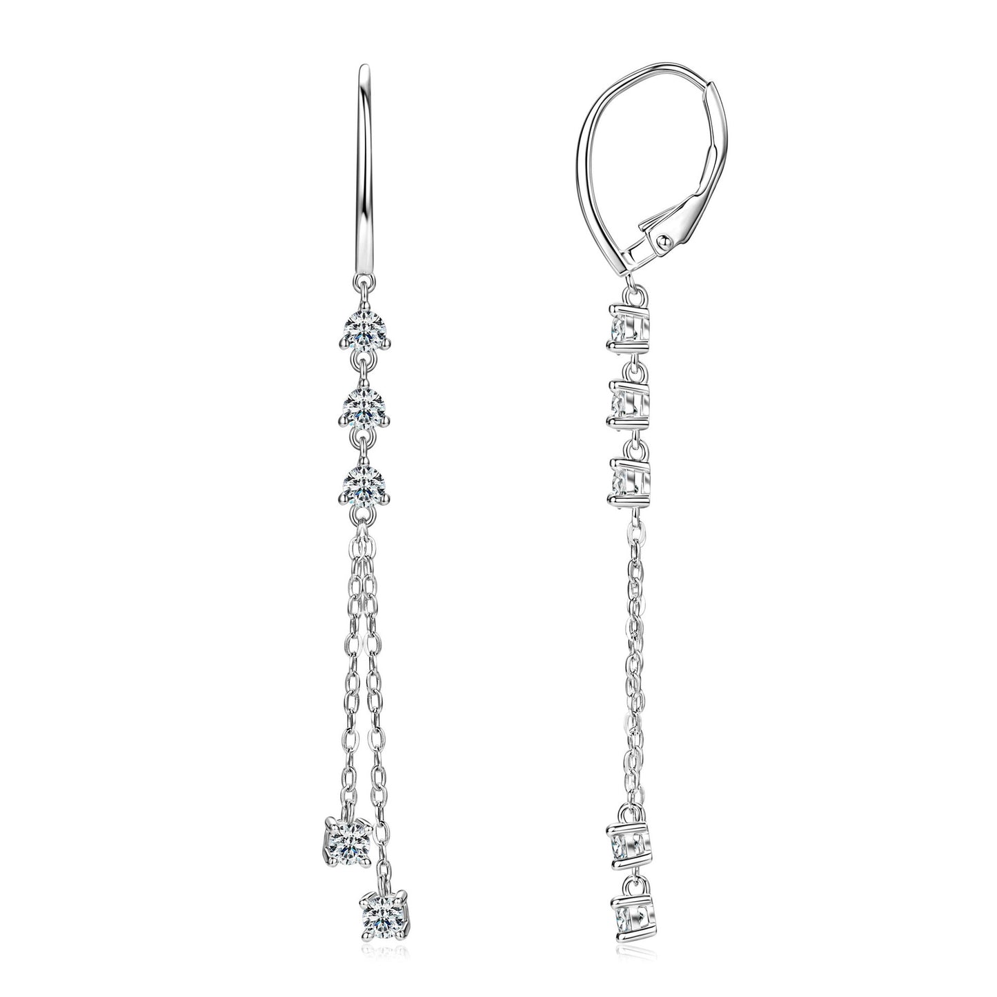 S925 Sterling Silver Long Fringe Moissanite Earrings - Luxury Drop Style