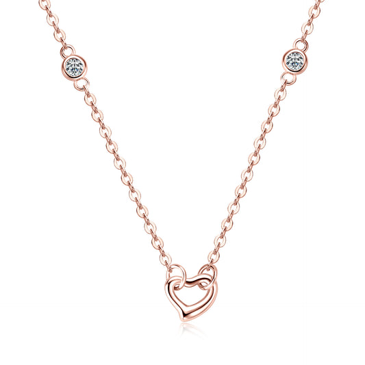 Sterling Silver Heart Pendant Necklace - Moissanite Love Jewelry for Women