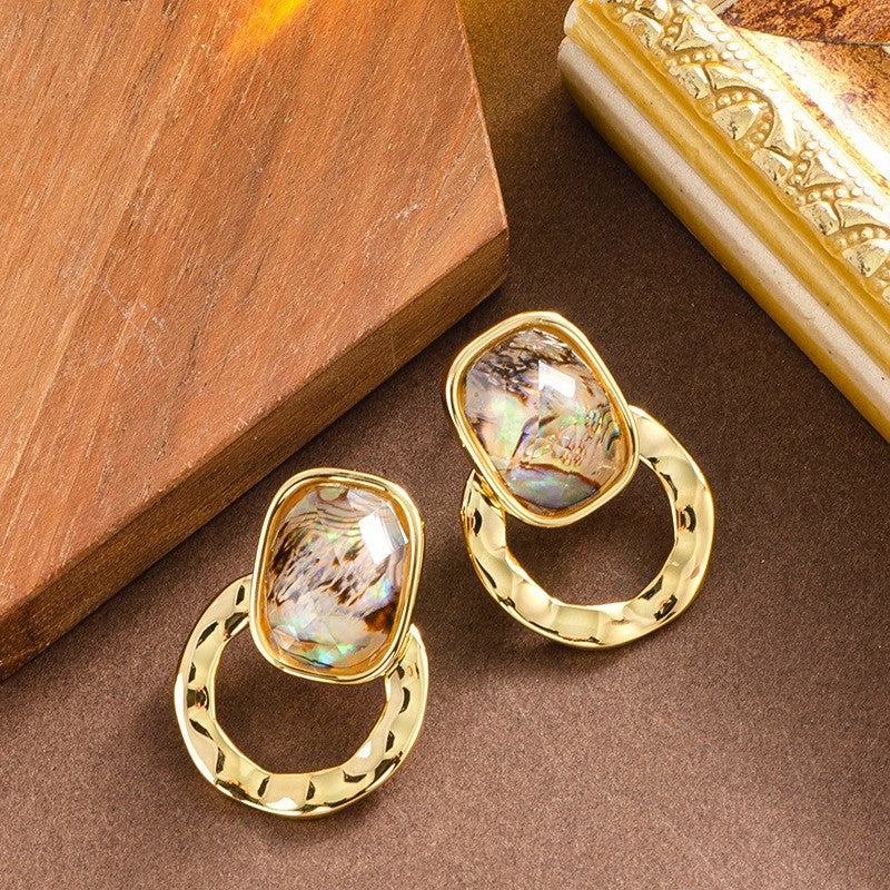 Abalone Shell Stud Earrings - Natural Shell Sterling Silver Post Earrings for Women