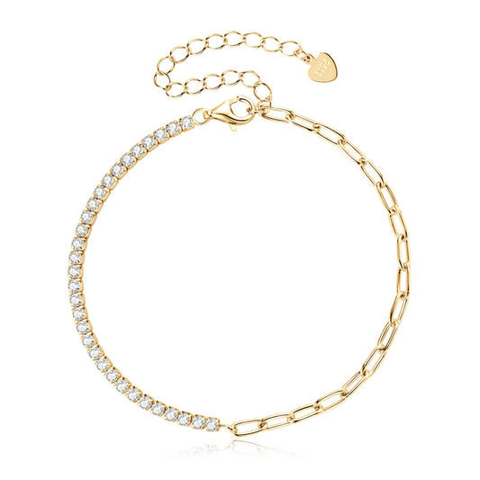 S925 Sterling Silver Moissanite Tennis Bracelet - Classic Luxury Chain