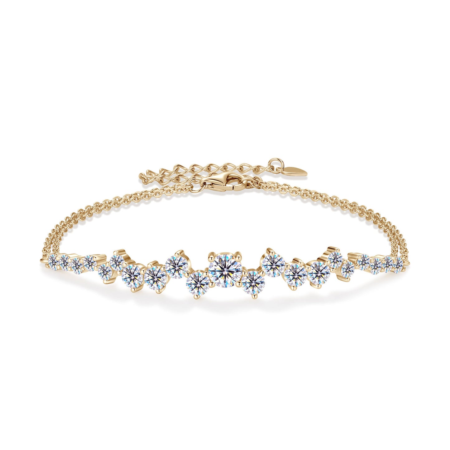 S925 Sterling Silver Gypsy Moissanite Bracelet - Bohemian Style