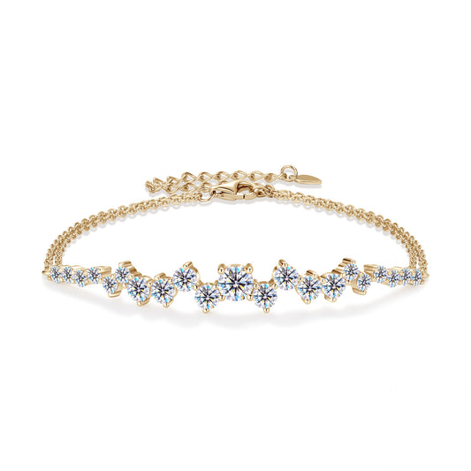 S925 Sterling Silver Gypsy Moissanite Bracelet - Bohemian Style