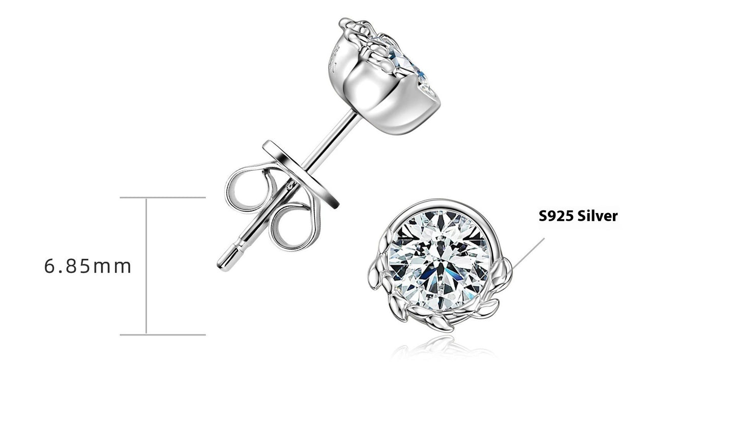 S925 Sterling Silver 0.5 Carat Olive Leaf Moissanite Stud Earrings for Women