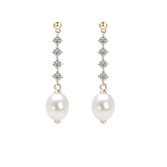 Natural Freshwater Pearl Classic Stud Earrings - Sterling Silver for Women