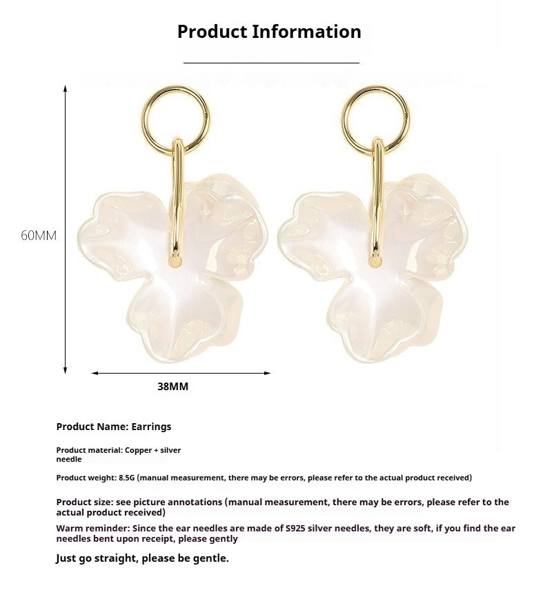 Amber Resin Flower Earrings - 3D Floral Statement Earrings for Women