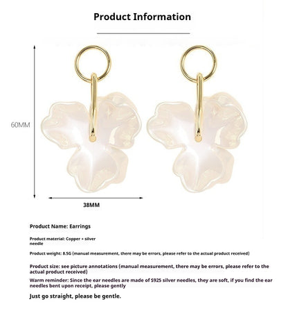 Amber Resin Flower Earrings - 3D Floral Statement Earrings for Women